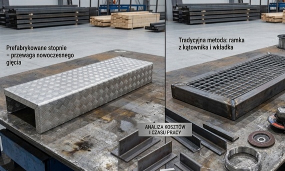 Gotowe stopnie metalowe z kapinosem vs. stopnie spawane z kątownika – analiza kosztów i czasu pracy